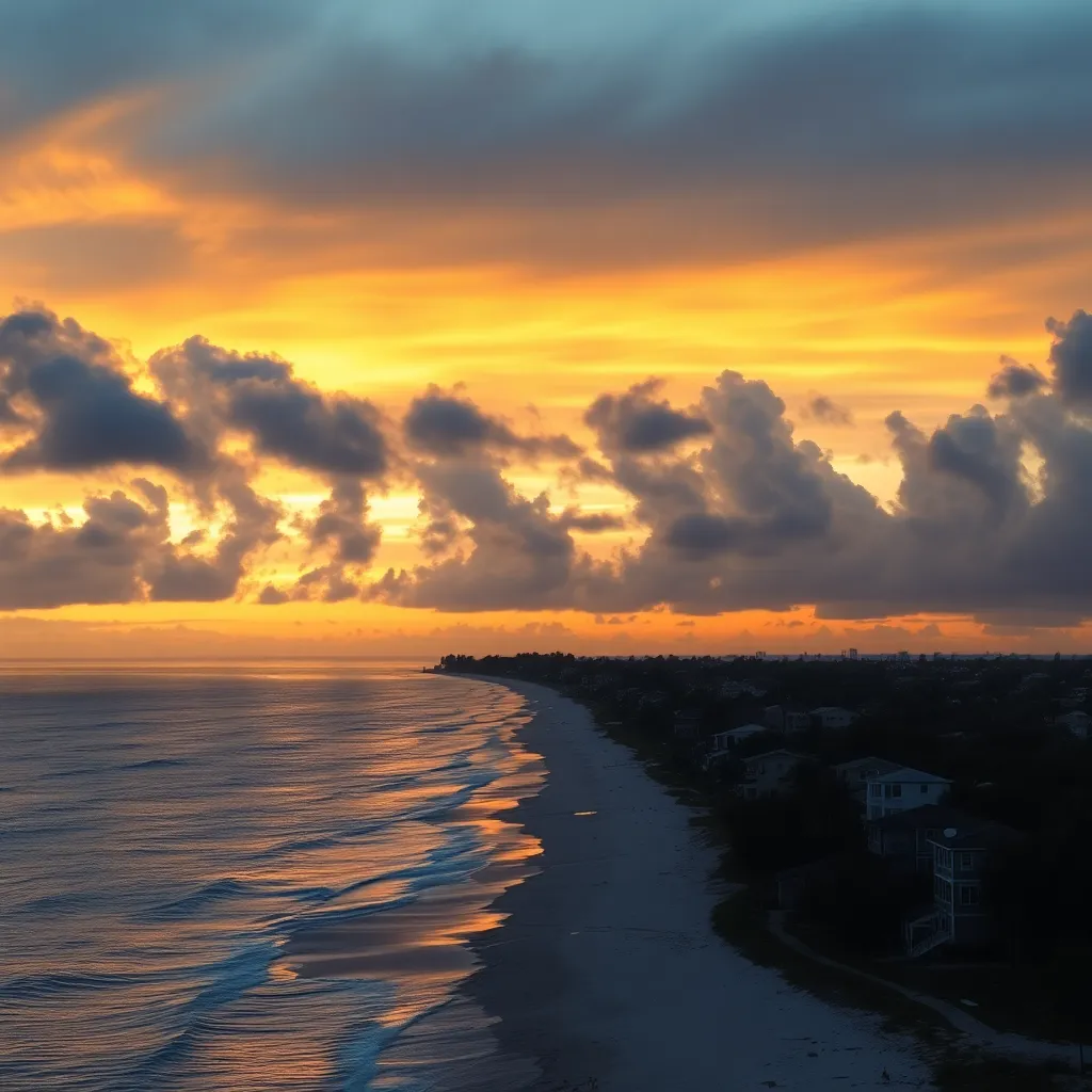 Florida coastline with a somber sky, representing the state's ongoing opioid crisis